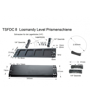 TS-Optics Barra de cola de milano estilo Losmandy de 3" para tubos con un diámetro de 230 mm o más