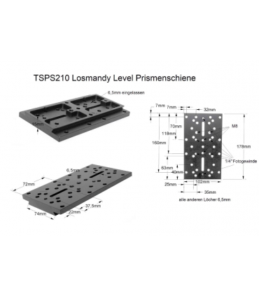 Barra de cola de milano TS-Optics - Losmandy Level, soporte de nivel, longitud 180 mm