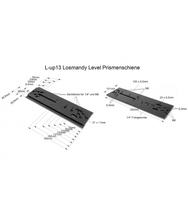 Barra de cola de milano TS-Optics Losmandy Level - longitud 330 mm - soporte plano
