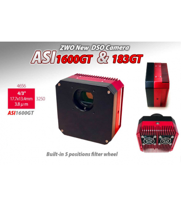 ZWO ASI1600GT MONO refrigerado, sensor D-22,2 mm con rueda de filtros de 5 posiciones