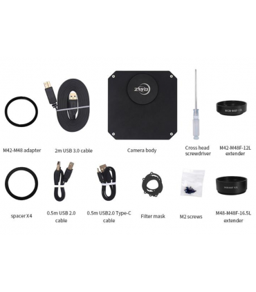 ZWO ASI1600GT MONO refrigerado, sensor D-22,2 mm con rueda de filtros de 5 posiciones