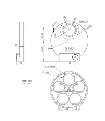 ZWO USB filter wheel for 5x 2" filters