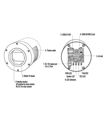 TS-Optics MONO AstroKamera 492MP Sony IMX492 sensor D-23.1 mm