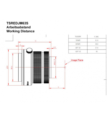 TS-Optics REFRACTOR Corrector 0.8x para refractores de hasta 102 mm de apertura - AJUSTABLE