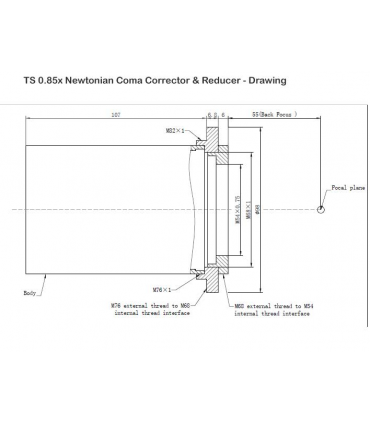 TS-Optics NEWTON reducing coma corrector 0.85x - full format - 3" connection