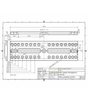 Riel de montaje Omegon largo (estilo Losmandy)