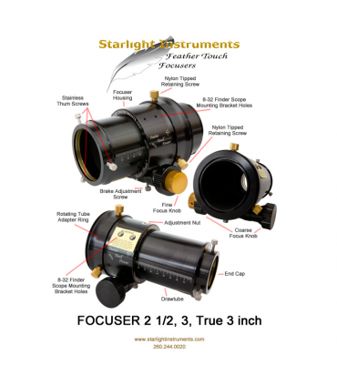 Enfocador Starlight Instruments Feather Touch FTF2515HD 2.5" Dual Speed ​​con recorrido de enfoque de 1.5"